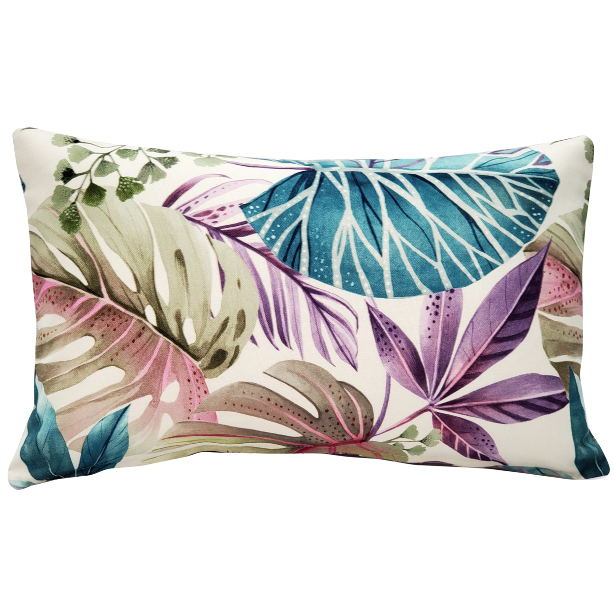 Thai Garden Blue Leaf Throw Pillow 12x20 Inches Square, Complete Pillow With Polyfill Pillow Insert