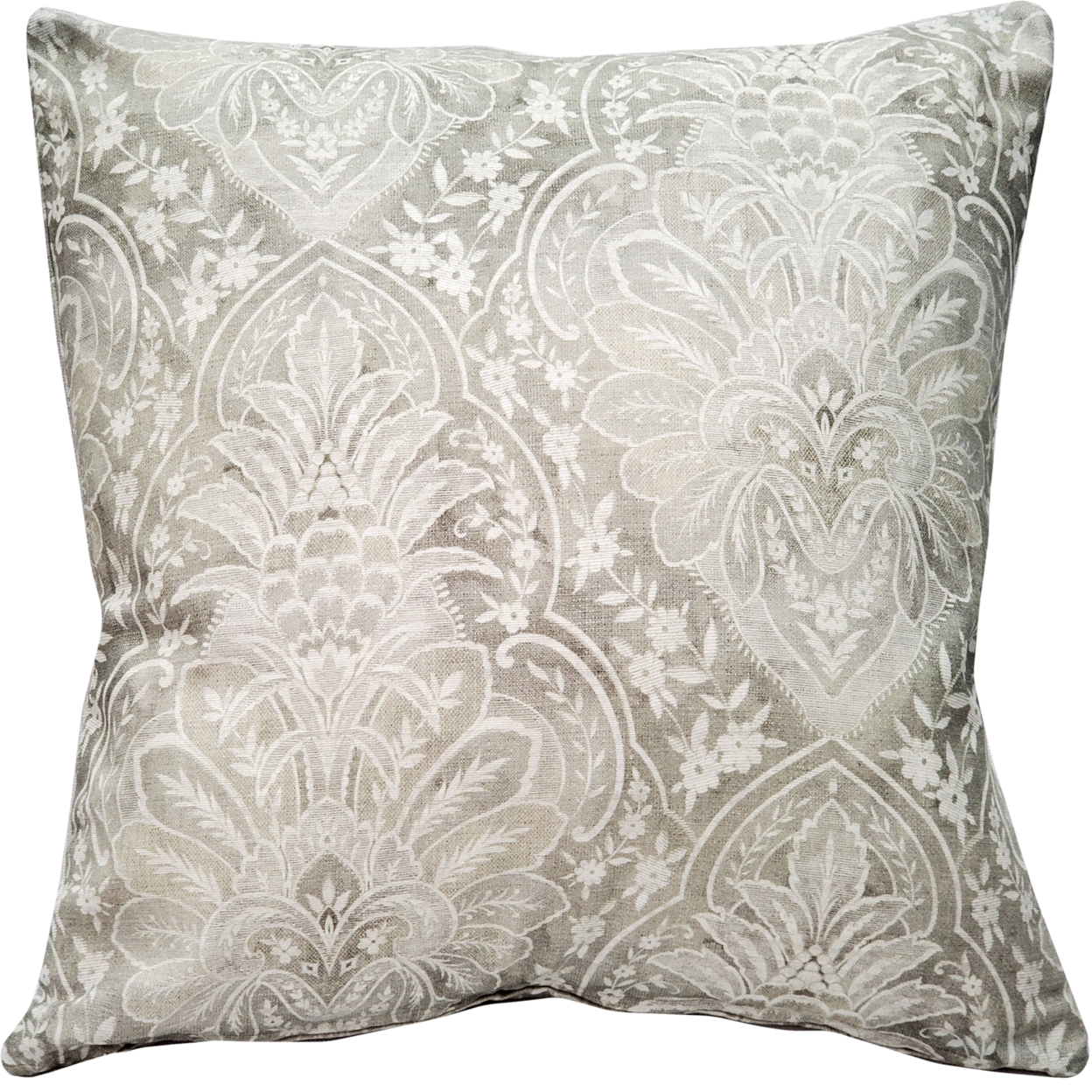 Leone Damask Cloud Gray Throw Pillow 21x21 Inches Square, Complete Pillow With Polyfill Pillow Insert