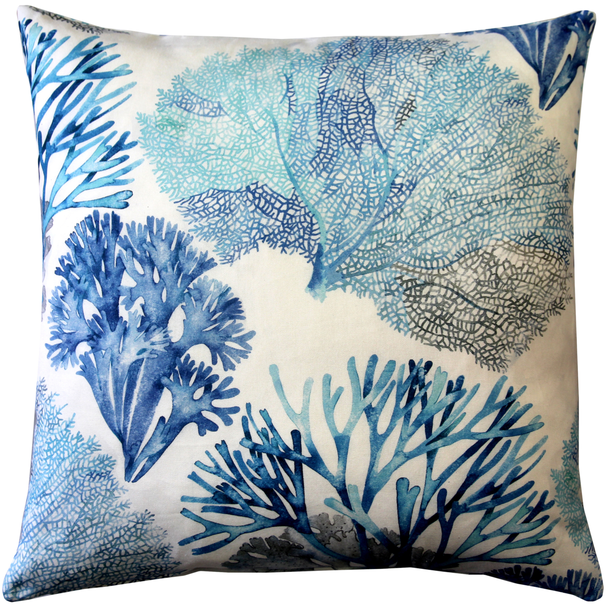 Tiger Beach Blue Coral Throw Pillow 21x21 Inches Square, Complete Pillow With Polyfill Pillow Insert