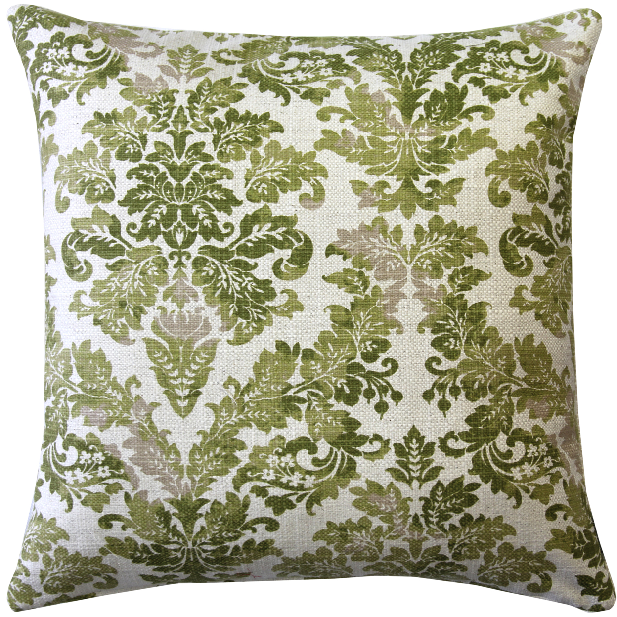 Calliope Green Damask Pattern Throw Pillow 20x20 Inches Square, Complete Pillow with Polyfill Pillow Insert
