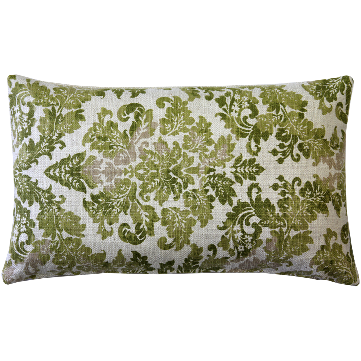 Calliope Green Damask Pattern Throw Pillow 12x20 Inches Square, Complete Pillow With Polyfill Pillow Insert