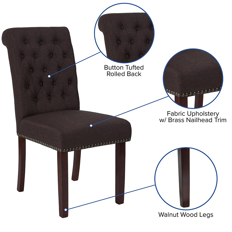 Brown Fabric Parsons Chair