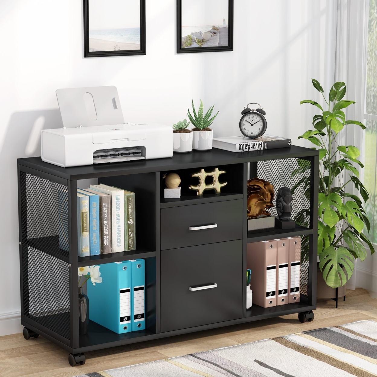 File Cabinet, Tribesigns 2-Drawer Filing Cabinets Organizers, Modern Lateral Mobile Letter Size File Storage Cabinets