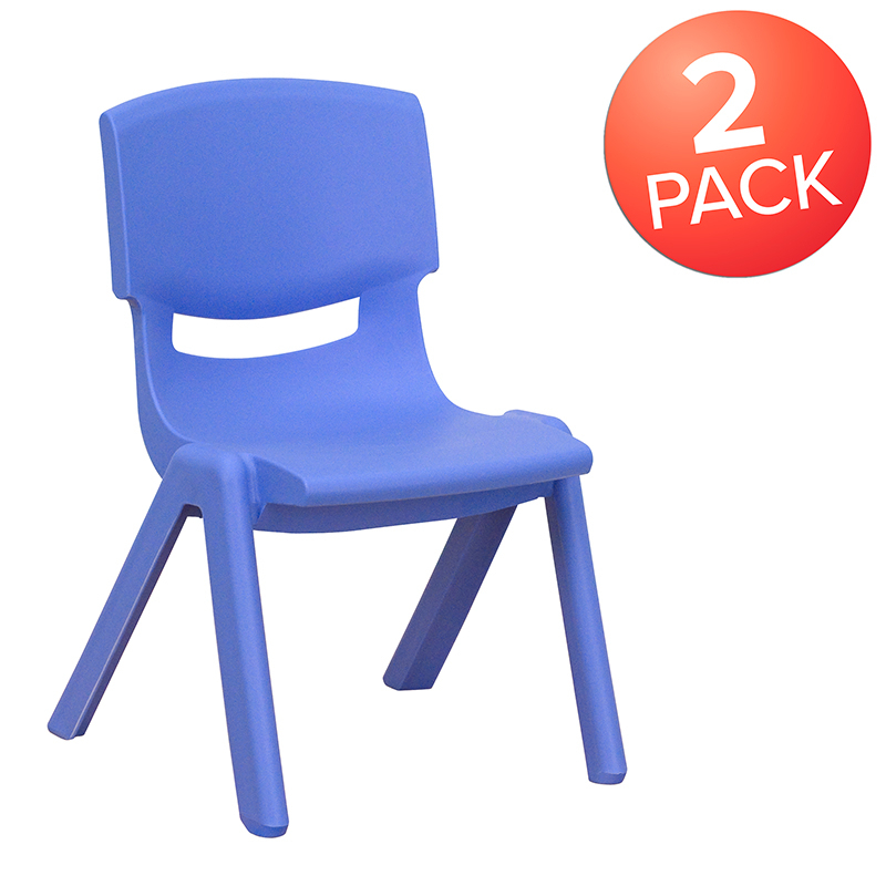 2PK Plastic Stack Chair, Blue