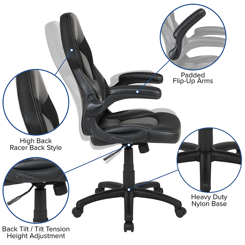 Black Gaming Desk And Black Racing Chair Set With Cup Holder, Headphone Hook, And Monitor Or Smartphone Stand