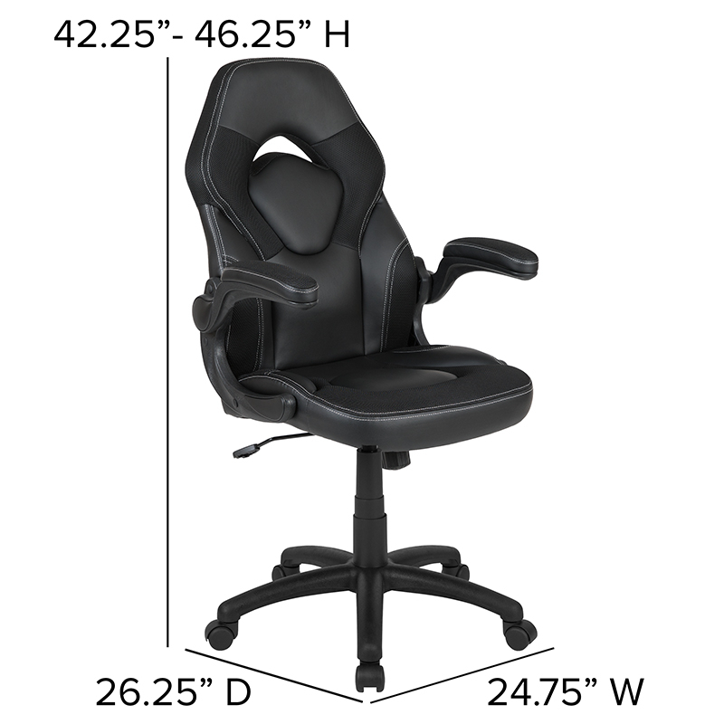 Black Gaming Desk And Black Racing Chair Set With Cup Holder, Headphone Hook, And Monitor Or Smartphone Stand