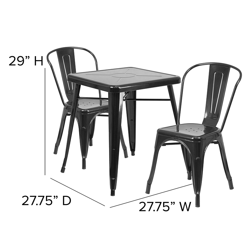 23.75SQ Black Metal Table Set