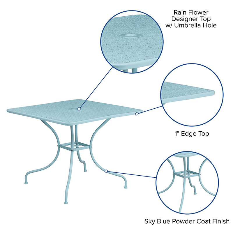 35.5SQ Sky Blue Patio Table