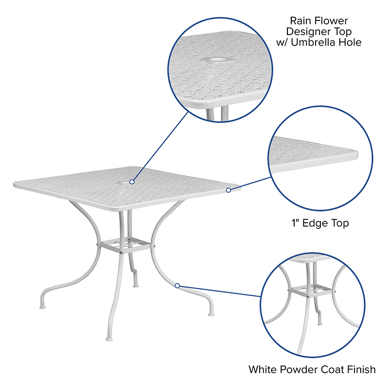 35.5SQ White Patio Table