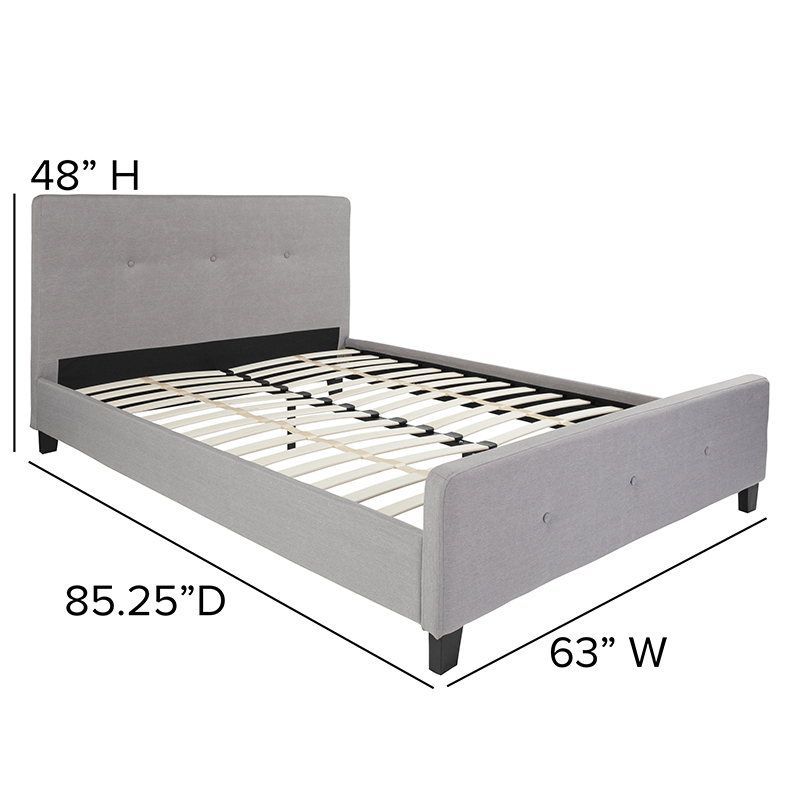 Queen Platform Bed-Light Gray