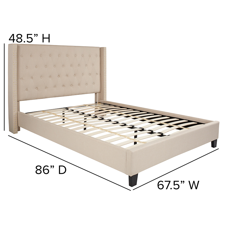 Queen Platform Bed-Beige