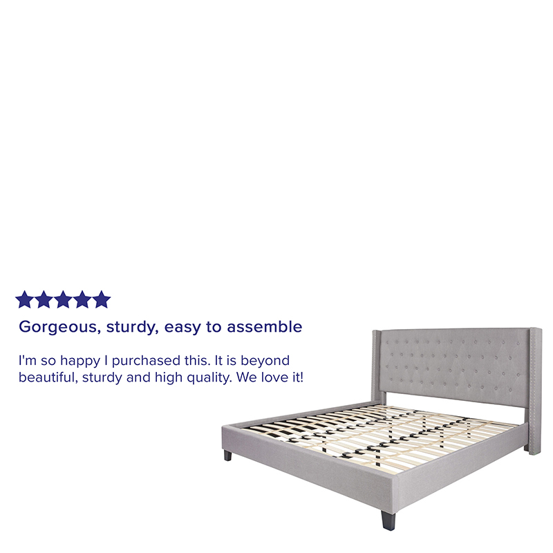 King Platform Bed-Light Gray