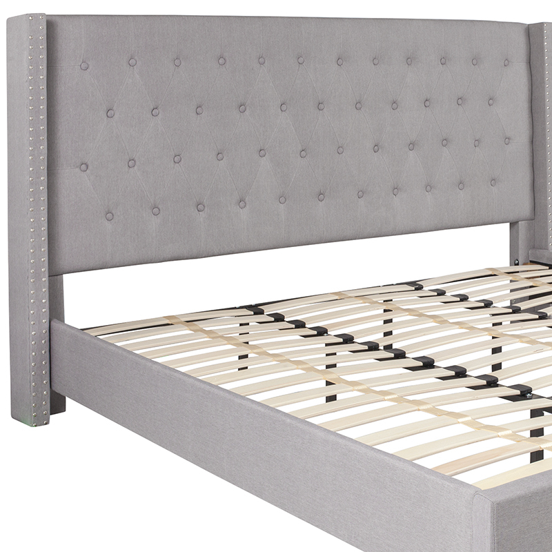 King Platform Bed-Light Gray