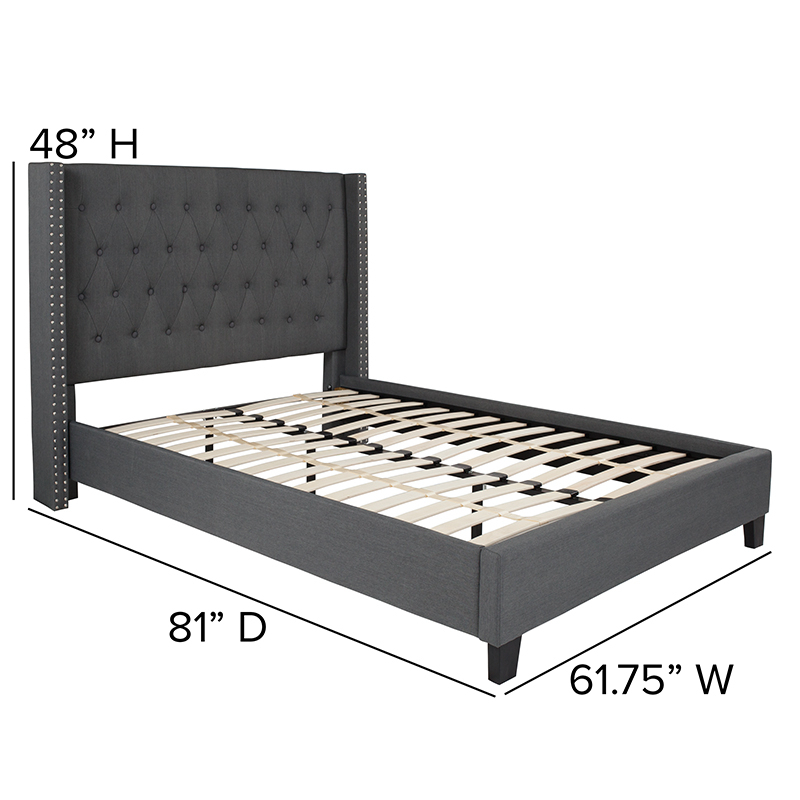 Full Platform Bed-Dark Gray
