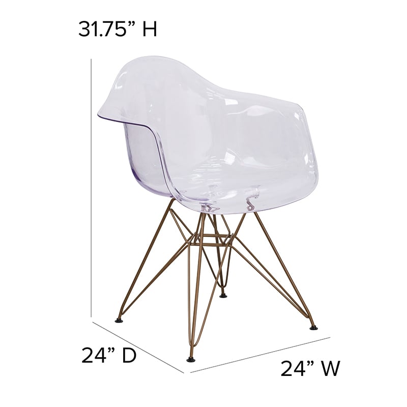 Clear Side Chair W Gold Base