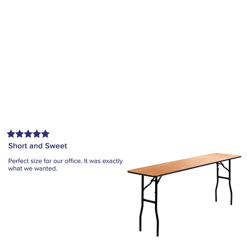 6-Foot Rectangular Wood Folding Training Or Seminar Table With Smooth Clear Coated Finished Top