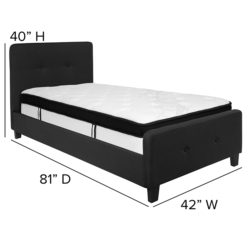 Twin Platform Bed Set-Black