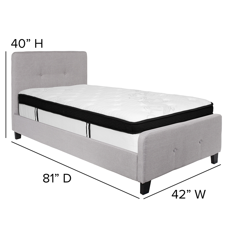 Twin Platform Bed Set-Gray