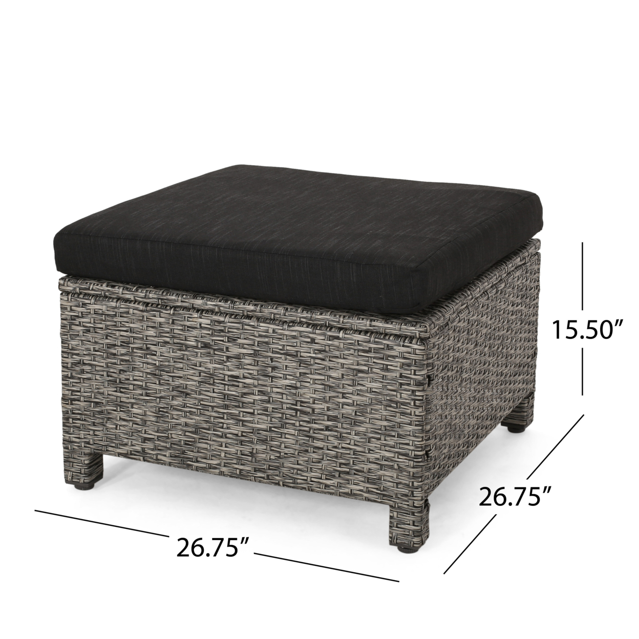Venice Outdoor Wicker Ottoman With Cushion, Set Of 2