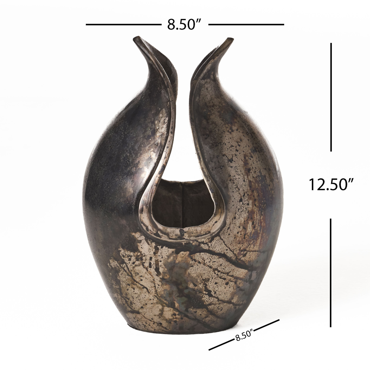 Thiago Handcrafted Aluminum Decorative Vase, Charcoal