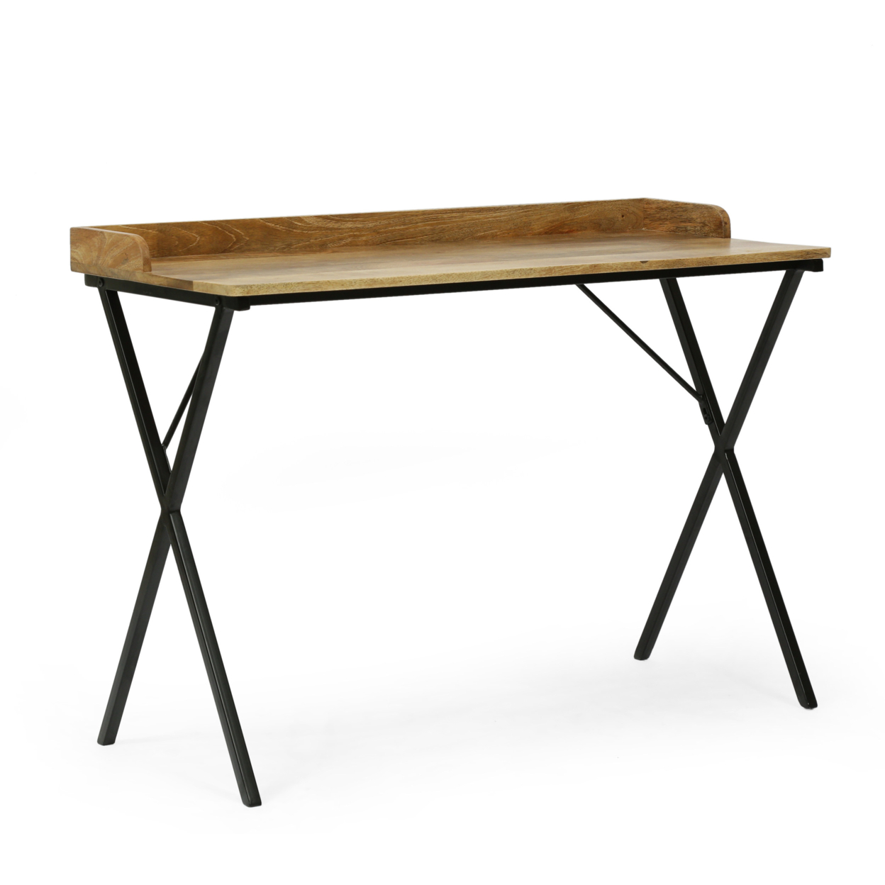 Bellbrook Modern Industrial Handcrafted Mango Wood Tray Top Desk, Natural And Black