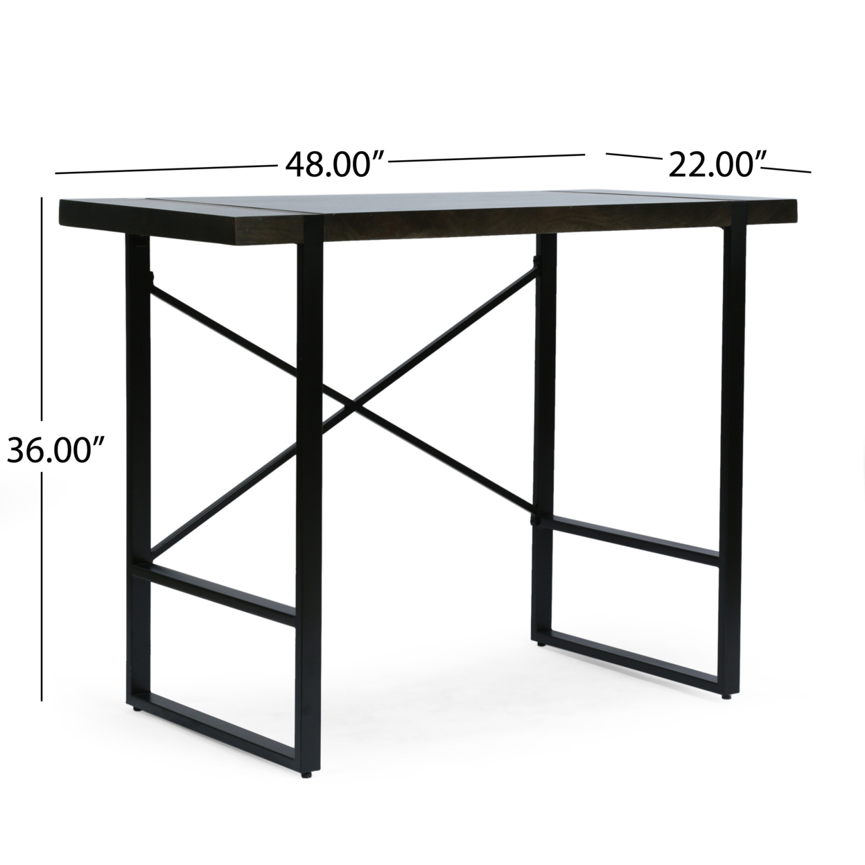 Vandalia Modern Industrial Handcrafted Mango Wood Counter Height Desk, Brown And Black
