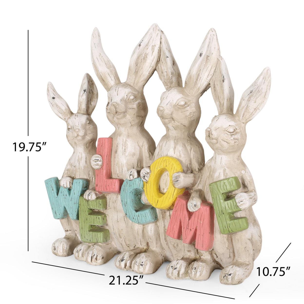 Rogge Outdoor Rabbit Family Garden Statue, Multi-Colored