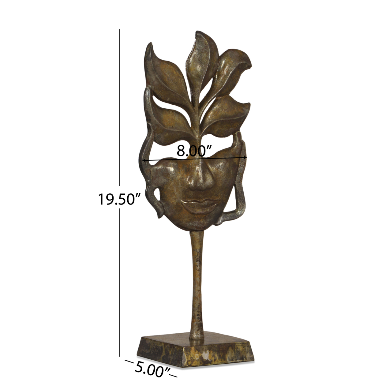 Caine Handcrafted Aluminum Decorative Face Accessory With Stand, Brass