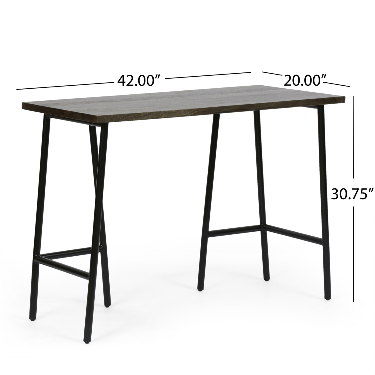 Clermont Modern Industrial Handcrafted Mango Wood Desk, Brown And Black