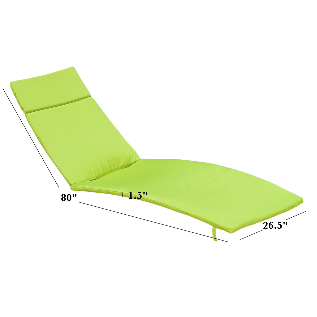 Set Of 2 Green Cushion Pads For Outdoor Chaise Lounge Chairs