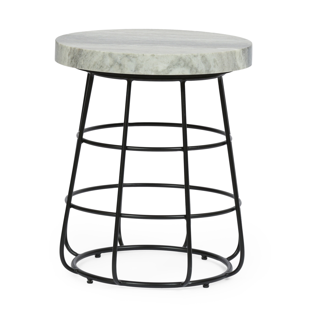 Breaden Modern Handcrafted Marble Side Table, Sand And Black