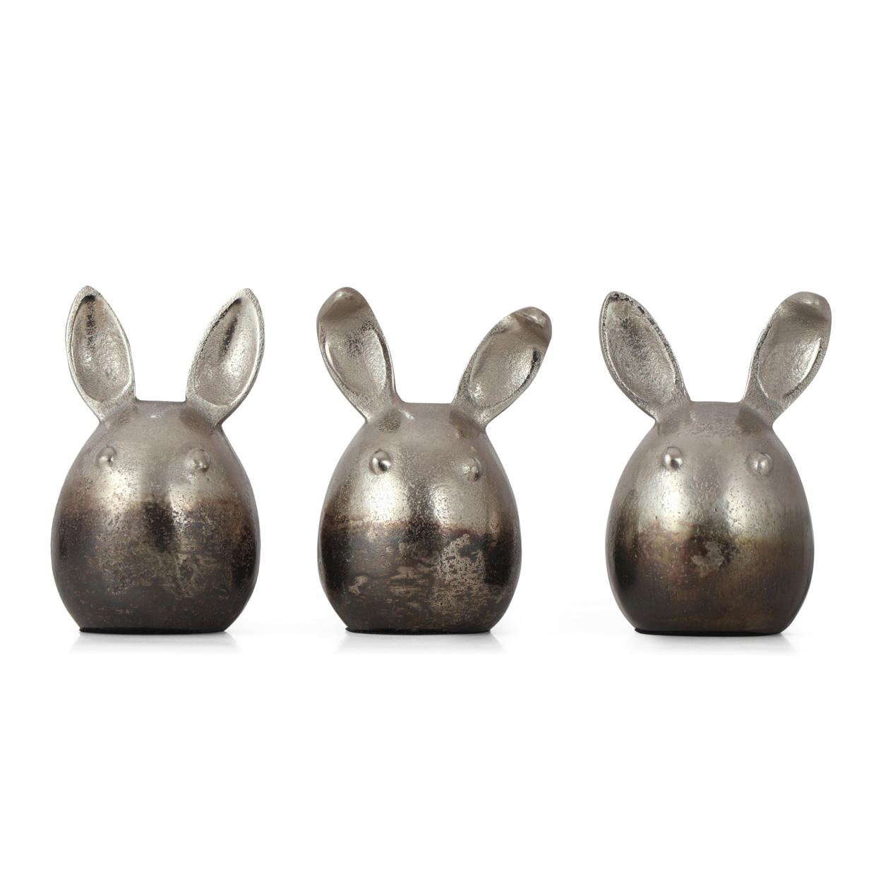 Dola Handcrafted Aluminum Bunny Figurines (Set Of 3), Pewter