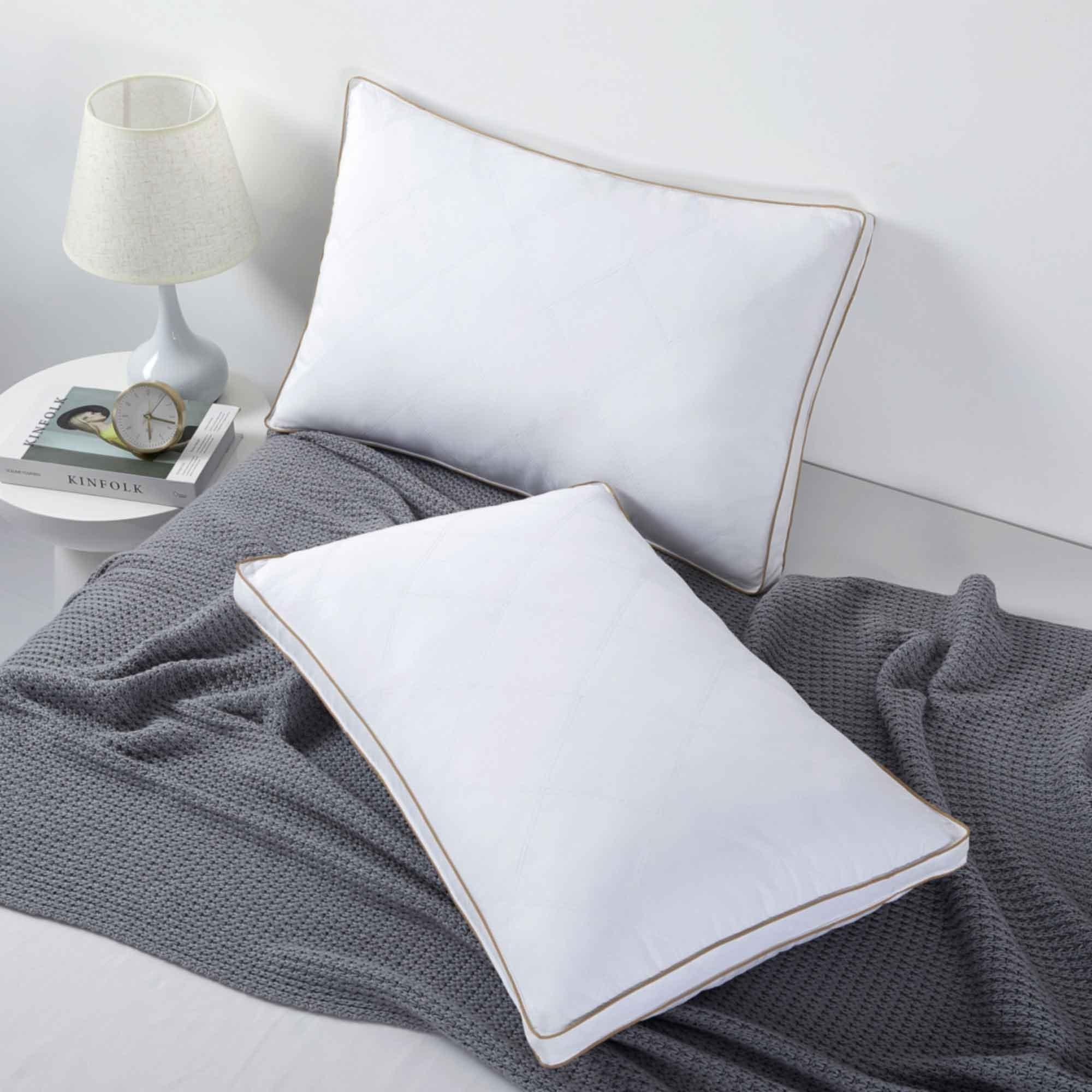 2 Pack Goose Feather Pillow Gusseted Pillow - Queen