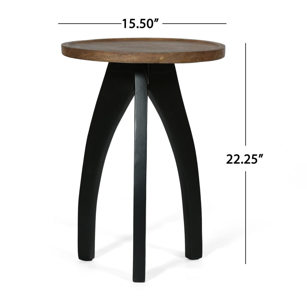 Russel Modern Industrial Handcrafted Mango Wood Side Table, Natural And Black