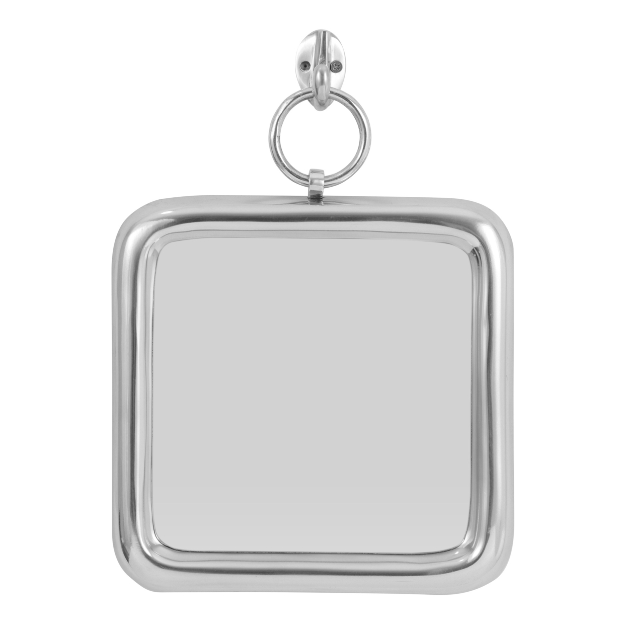 Klein Modern Handcrafted Square Aluminum Wall Mirror, Silver