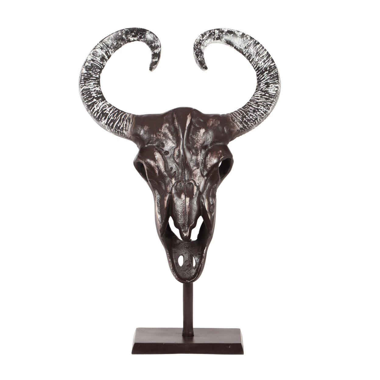 Blalock Handcrafted Aluminum Bull Skull Decor With Stand