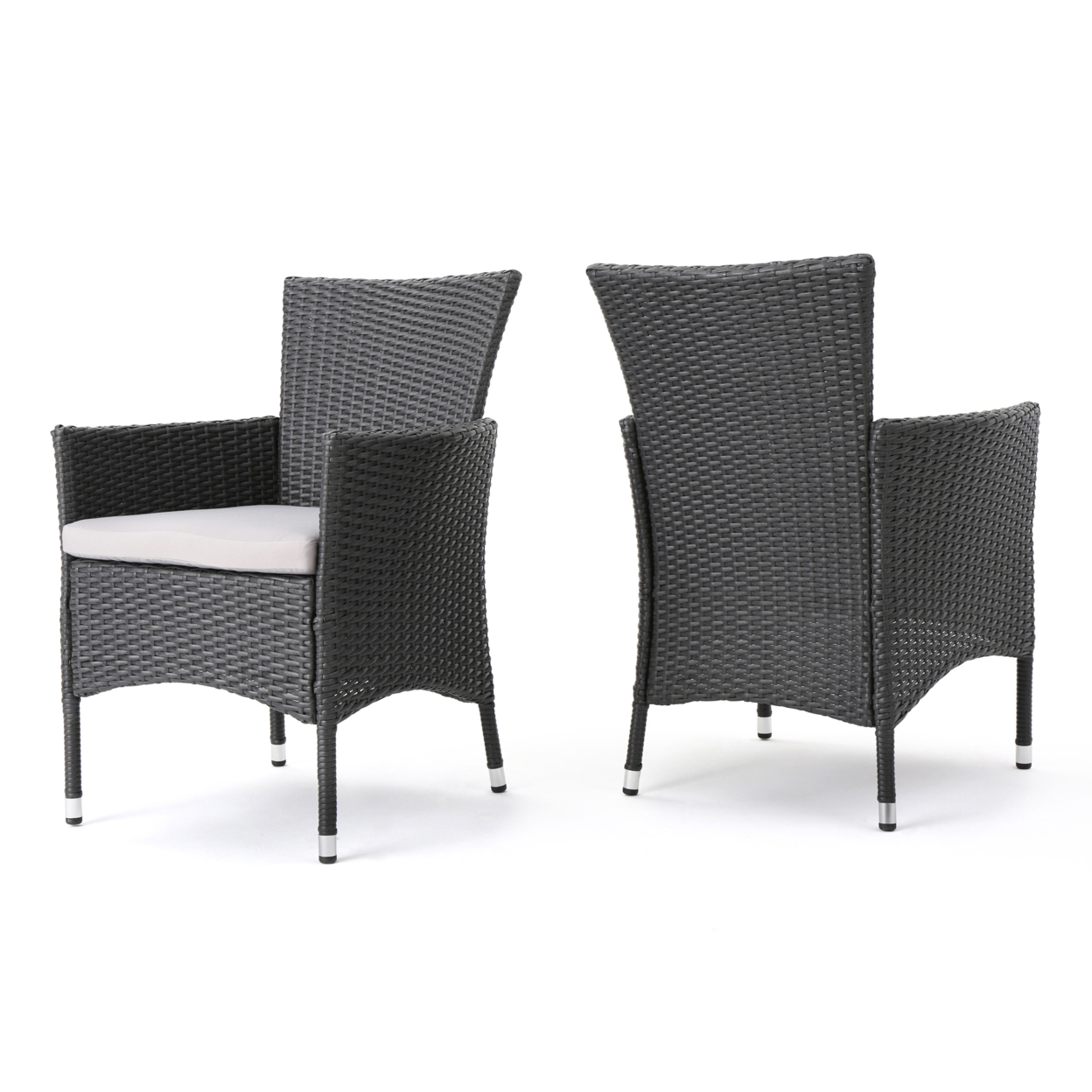 Brascha Contemporary Outdoor PE Wicker Dining Chairs With Cushions (Set Of 2)