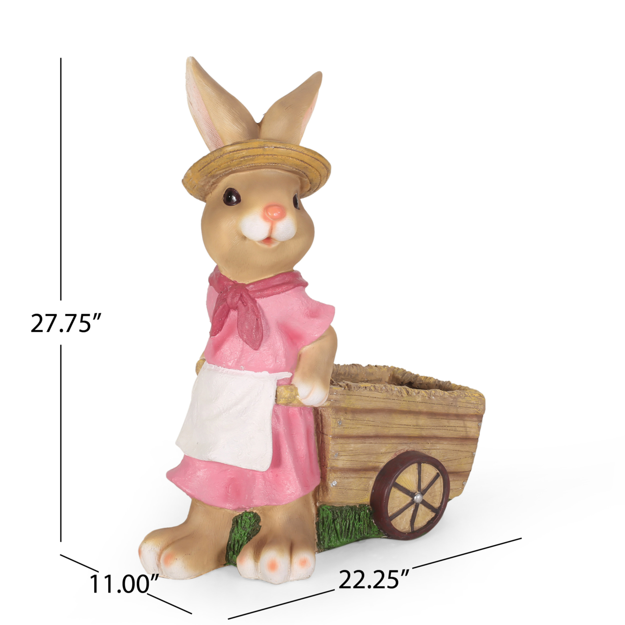 Tooke Outdoor Decorative Rabbit Planter, Pink And Brown