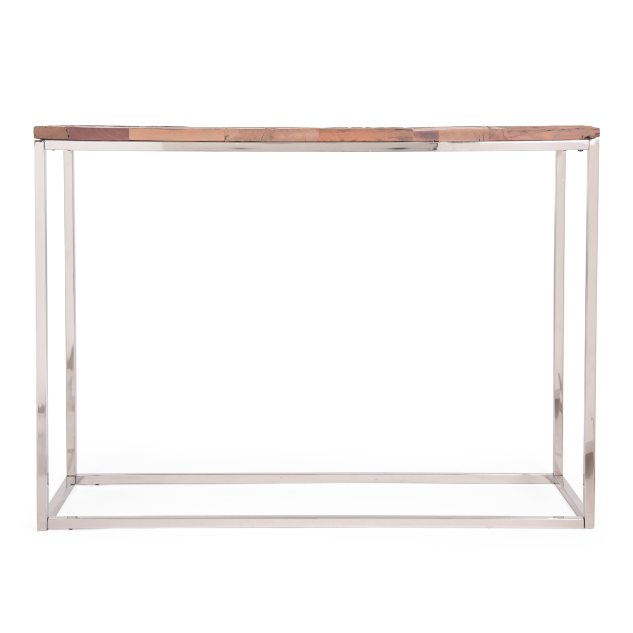 Brockton Boho Glam Handcrafted Wood Console Table, Natural And Silver
