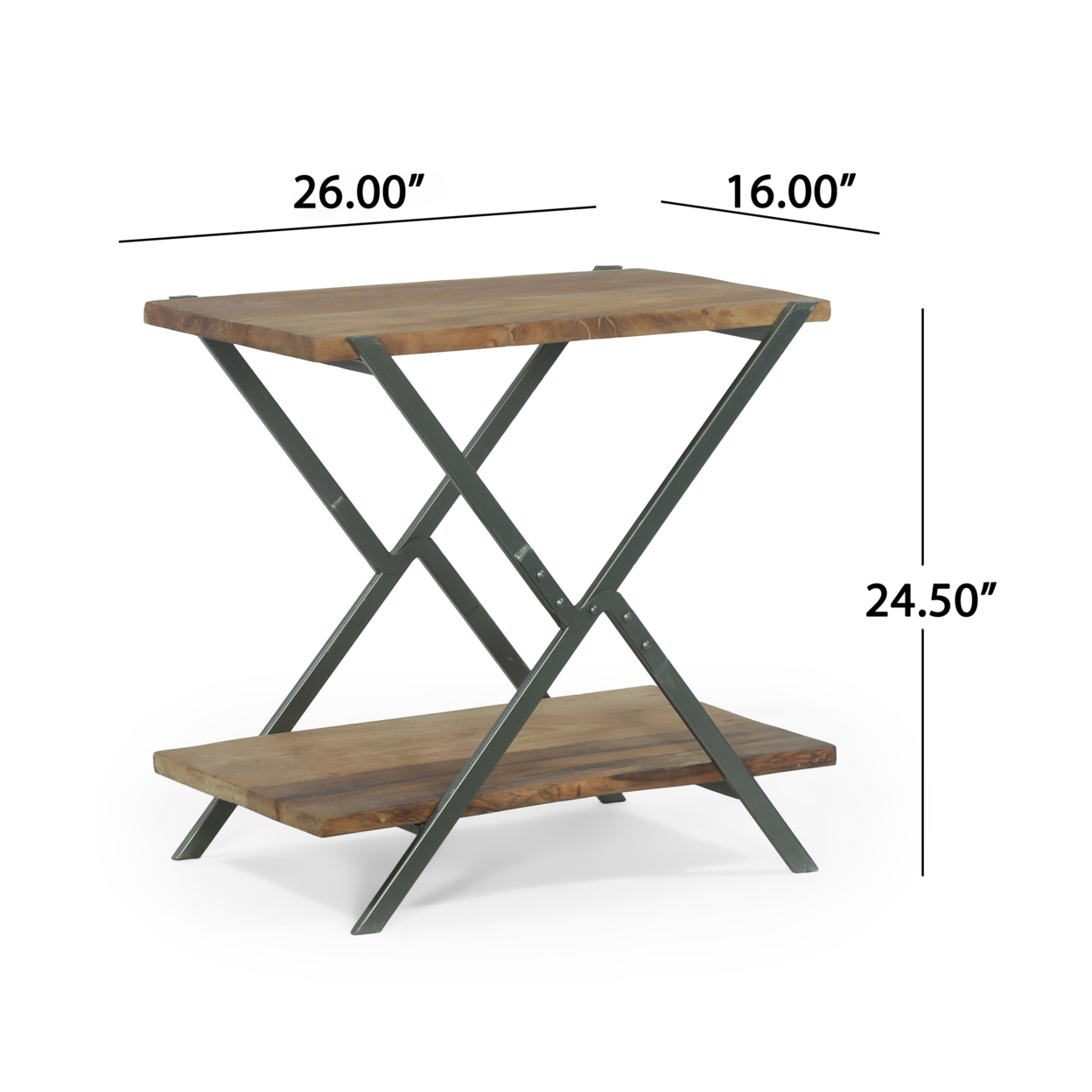 Catalopa Modern Industrial Handcrafted Wood Side Table, Light Walnut And Gray