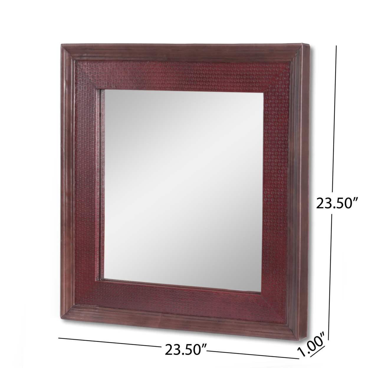 Chamlee Handcrafted Boho Leather Square Wall Mirror
