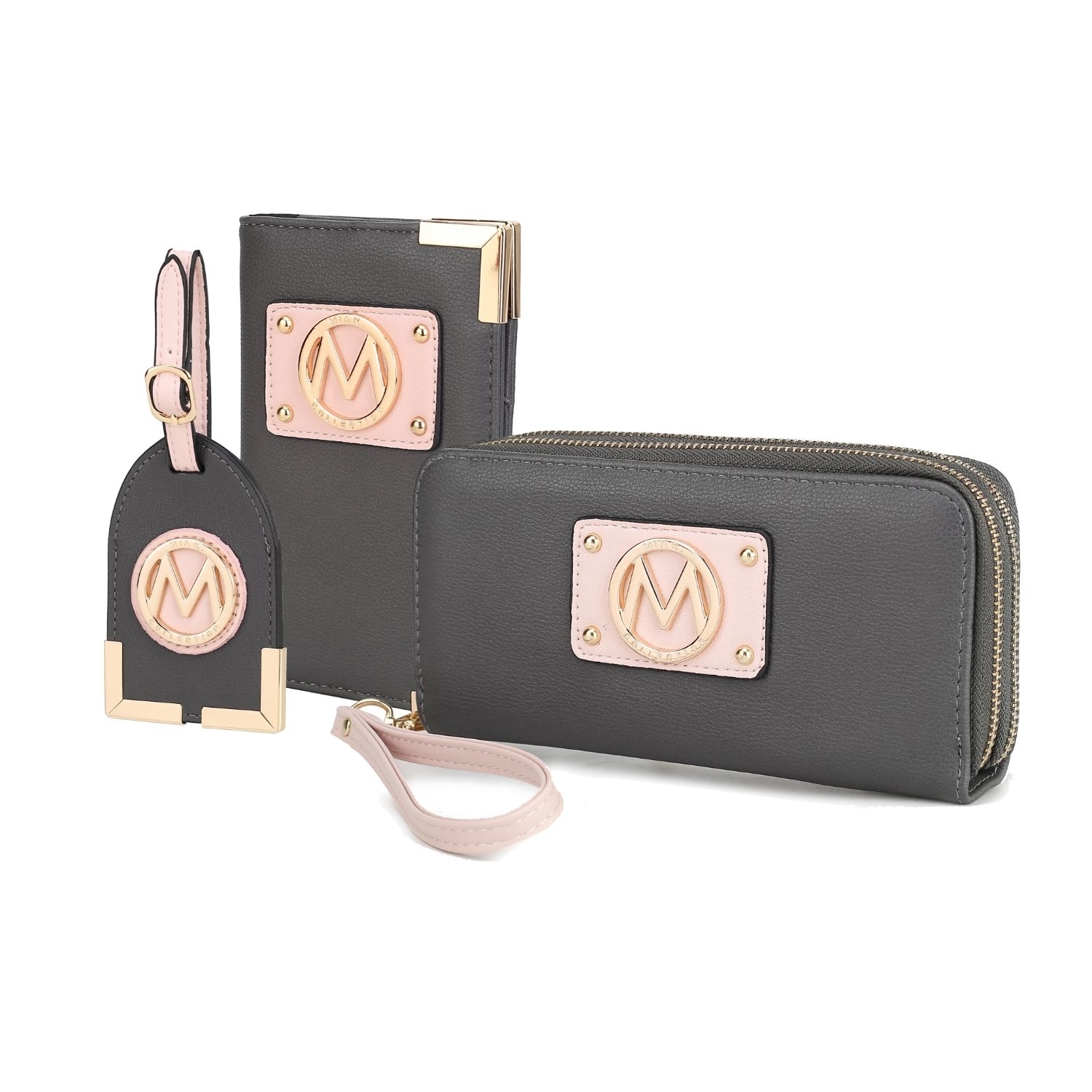 MKF Collection Darla Travel Gift Set Handbag By Mia K 3 Pieces - Charcoal