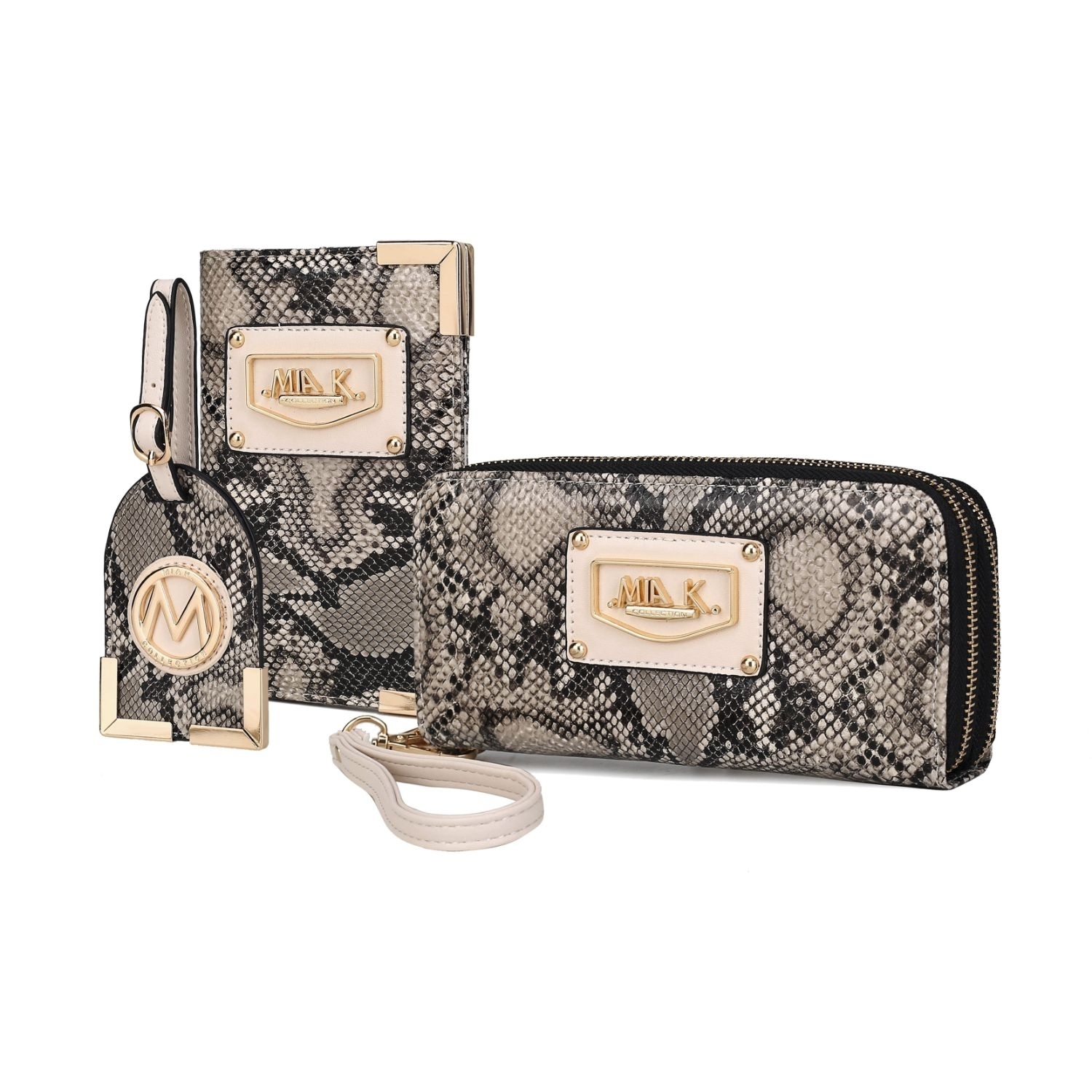 MKF Collection Darla Snake Travel Gift Set Handbag By Mia K 3 Pieces - Coral