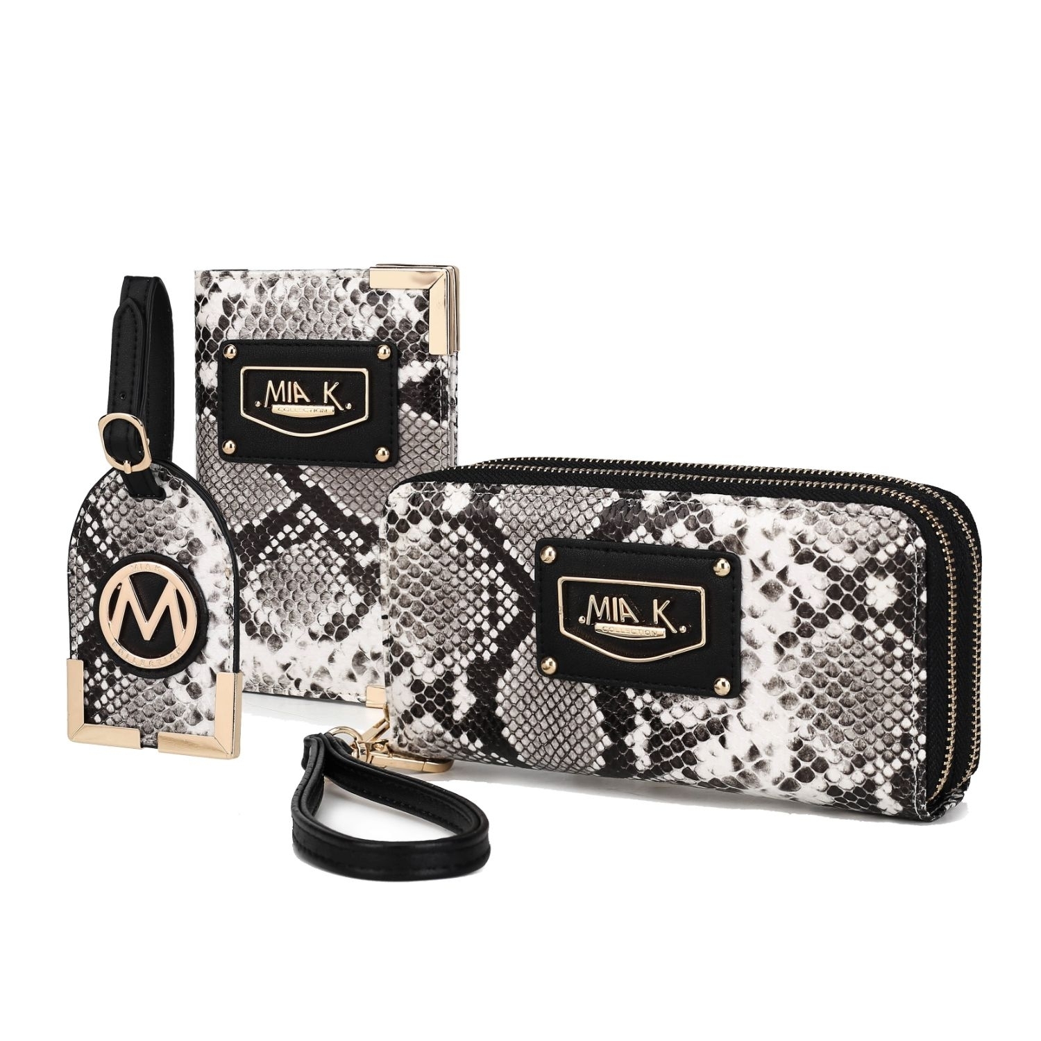 MKF Collection Darla Snake Travel Gift Set Handbag By Mia K 3 Pieces - Beige