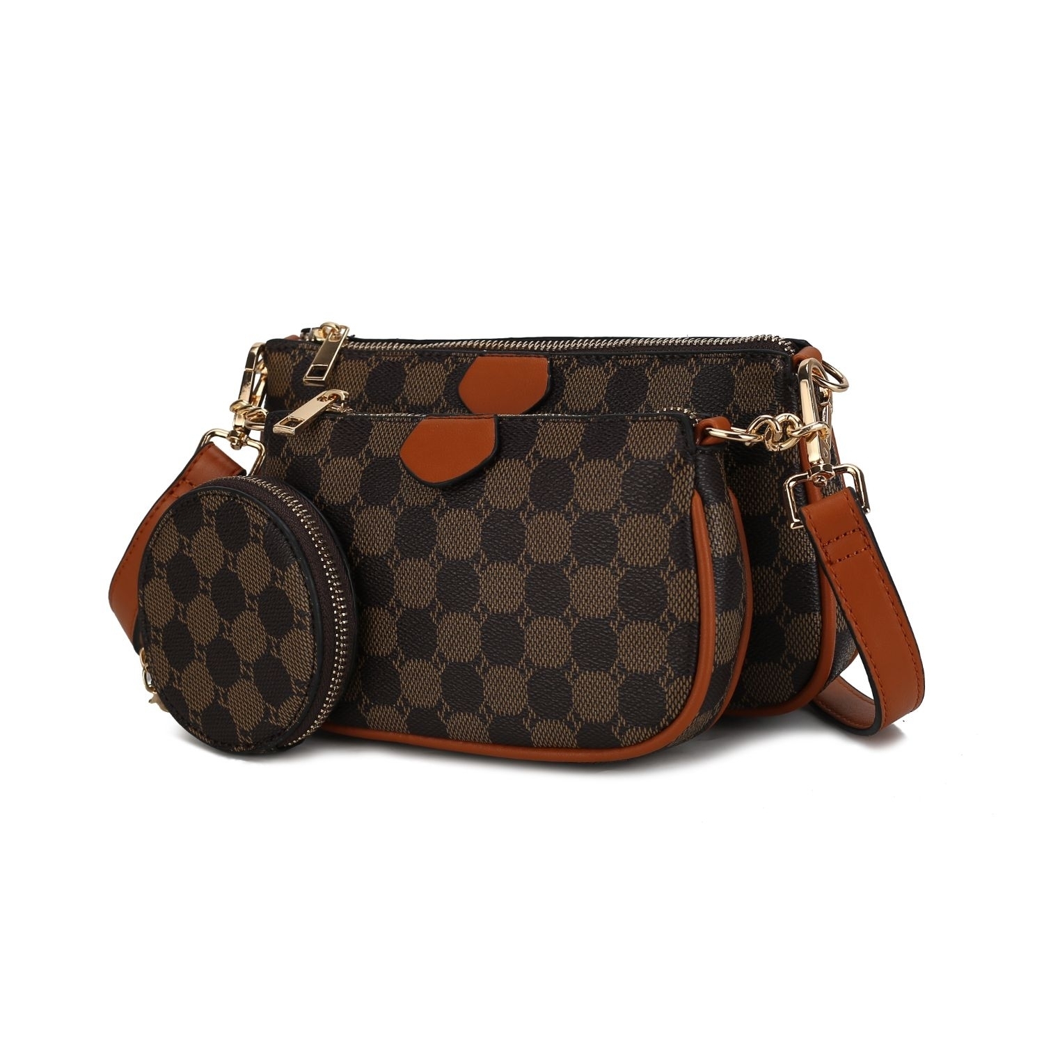 MKF Collection Evanna 3 Pcs Crossbody Handbag By Mia K. (3 Pieces Set) - Brown