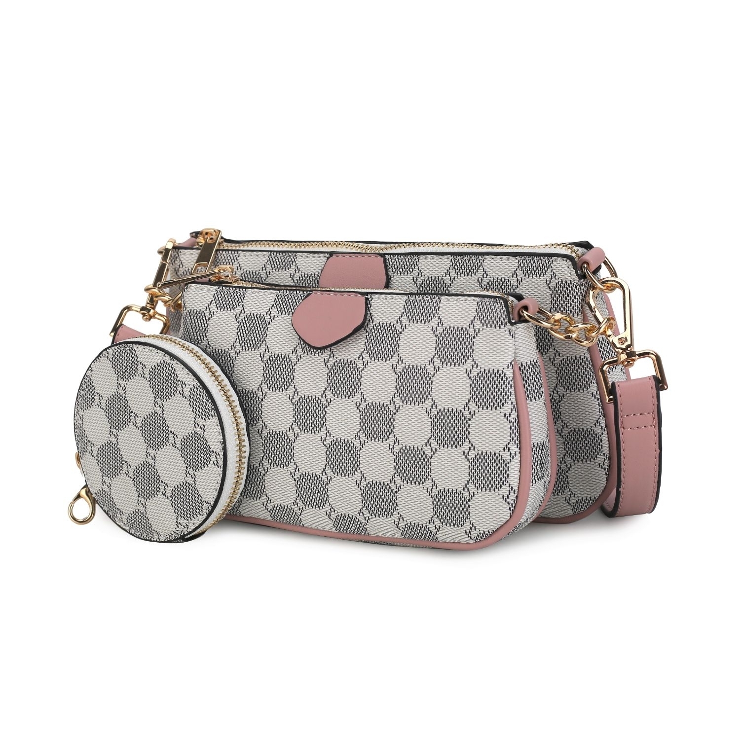 MKF Collection Evanna 3 Pcs Crossbody Handbag By Mia K. (3 Pieces Set) - Pink