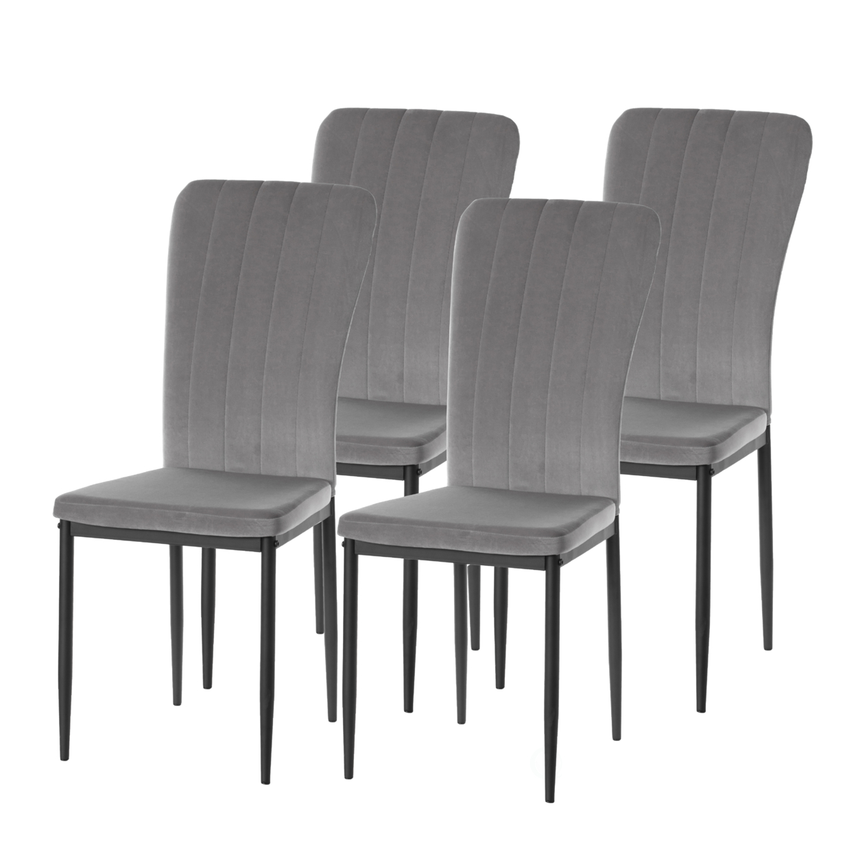 Modern And Contemporary Tufted Velvet Upholstered Accent Dining Chair - Set Of 4 Grey