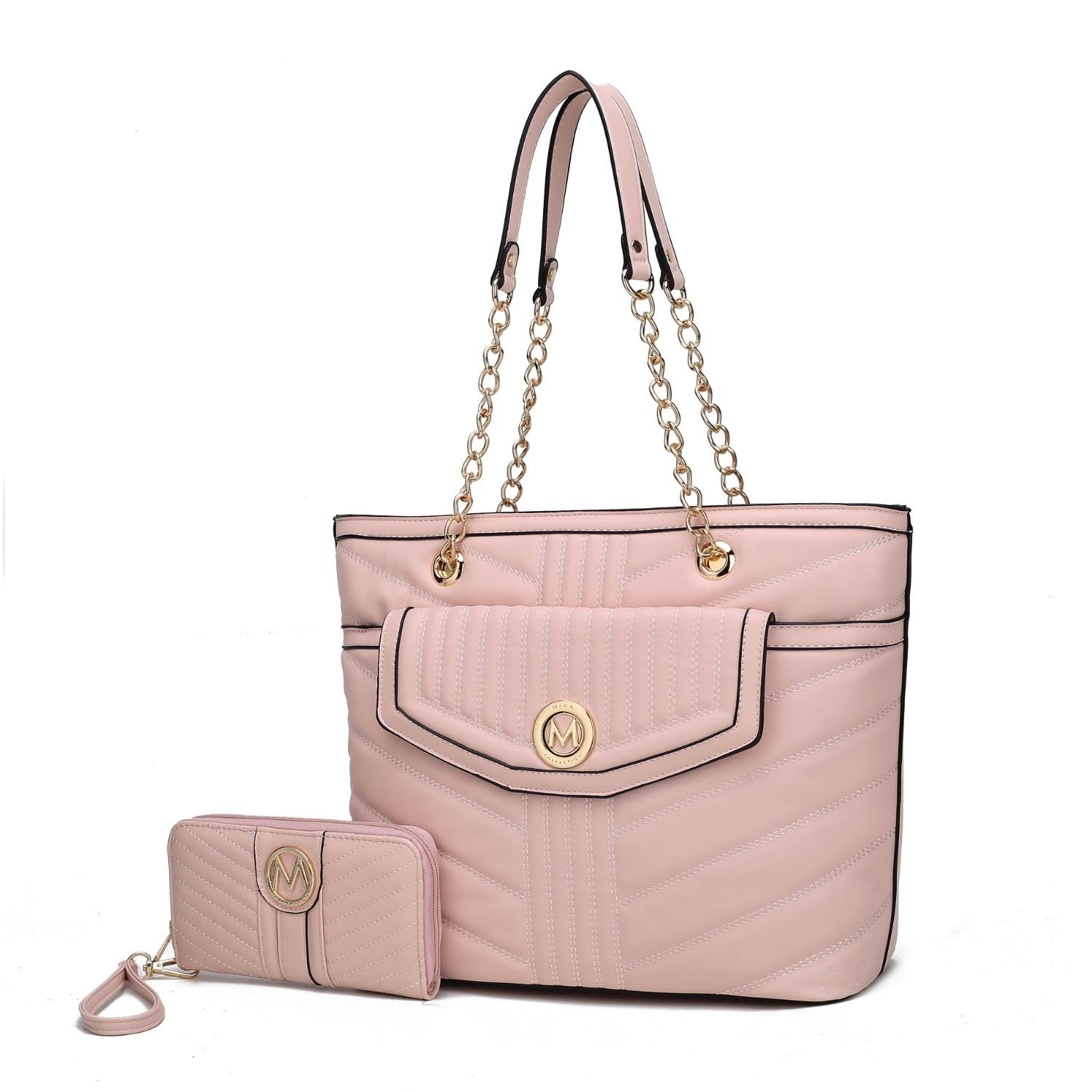 MKF Collection Chiari Tote Handbag With Wallet By Mia K. 2 Pieces. - Blush