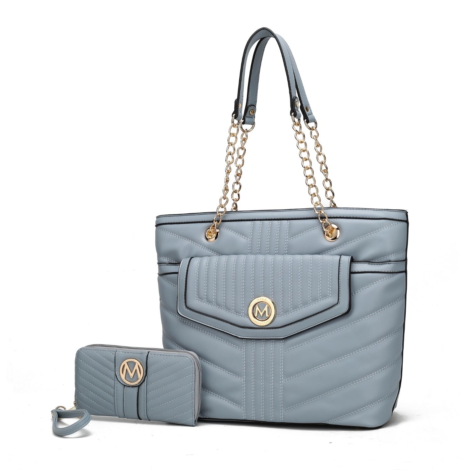MKF Collection Chiari Tote Handbag With Wallet By Mia K. 2 Pieces. - Denim