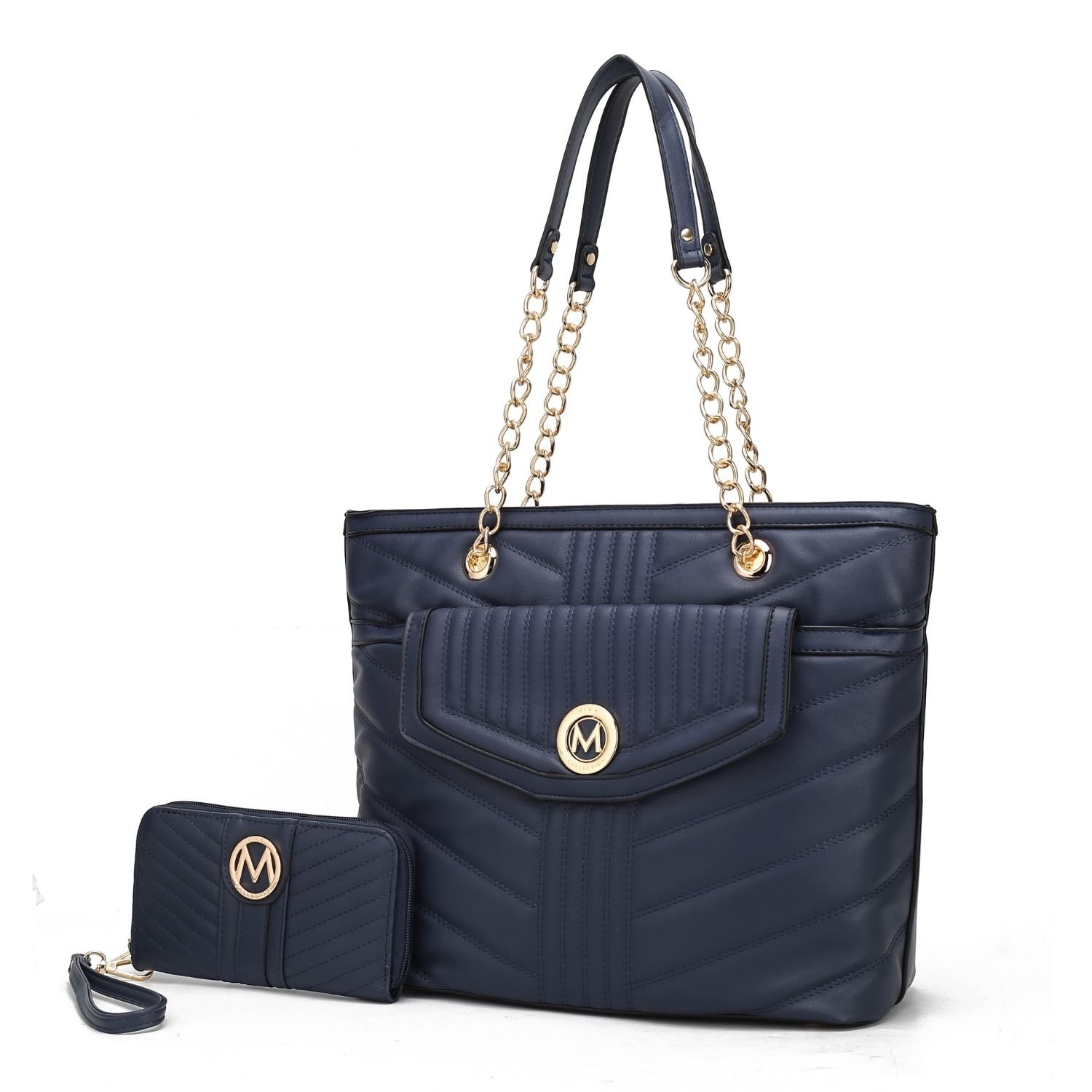 MKF Collection Chiari Tote Handbag With Wallet By Mia K. 2 Pieces. - Navy